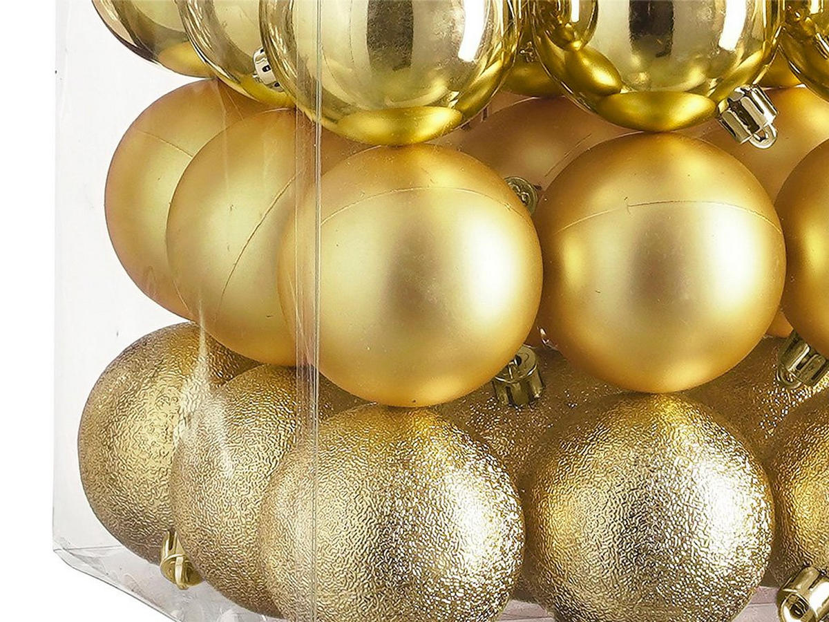 WEIHNACHTSBAUMSCHMUCK-SET 27-teilig Christbaumkugeln Gold Mix, Ø 6 cm, Kunststoff - Goldfarben, Kunststoff (30/30/30cm) - LAALU