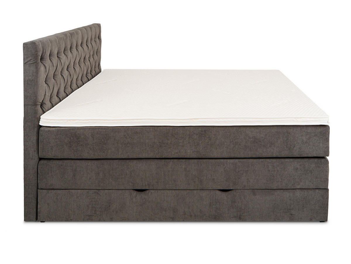 BOXSPRINGBETT Verona Anthrazit 160/200 cm H3/H4 Samt - Anthrazit, Textil (160/200cm) - wonello