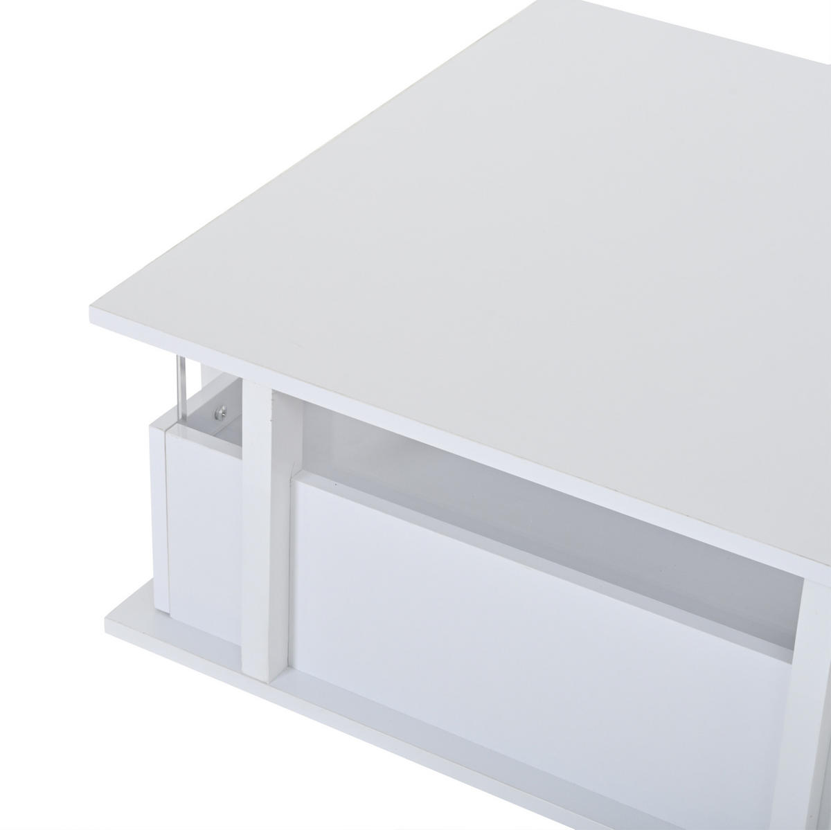 COUCHTISCH aus Spanplatte 70x70x35 cm in Weiß mit LED & 2 Schubladen - Weiß, Holzwerkstoff (70/70/35cm) - Modfu