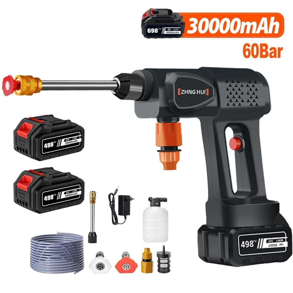 HOCHDRUCKREINIGER 60Bar Tragbare Drahtlose Mit 2 Batteries Auto Reinigung Kit - Schwarz, Metall (41.5/23cm) - Coonoor