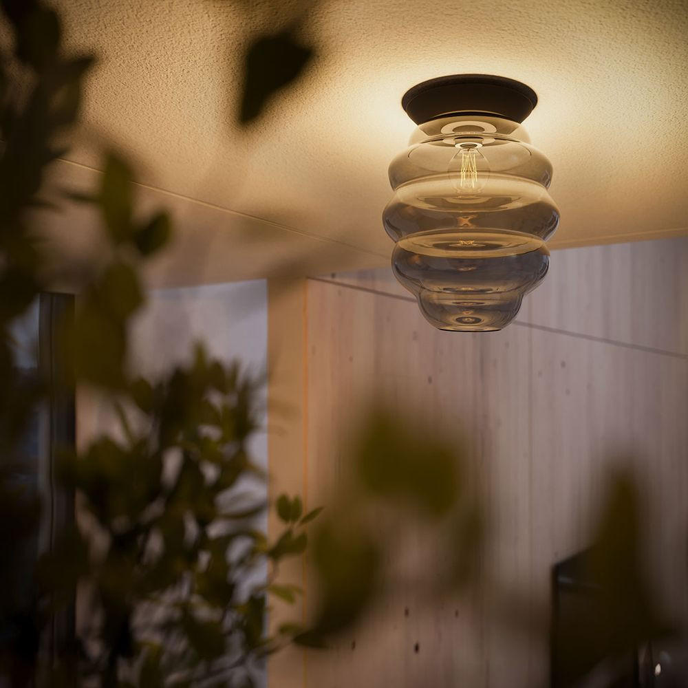 DECKENLEUCHTE Echos Braun Ø 25cm - Braun, Glas (25/25/31cm) - s.luce