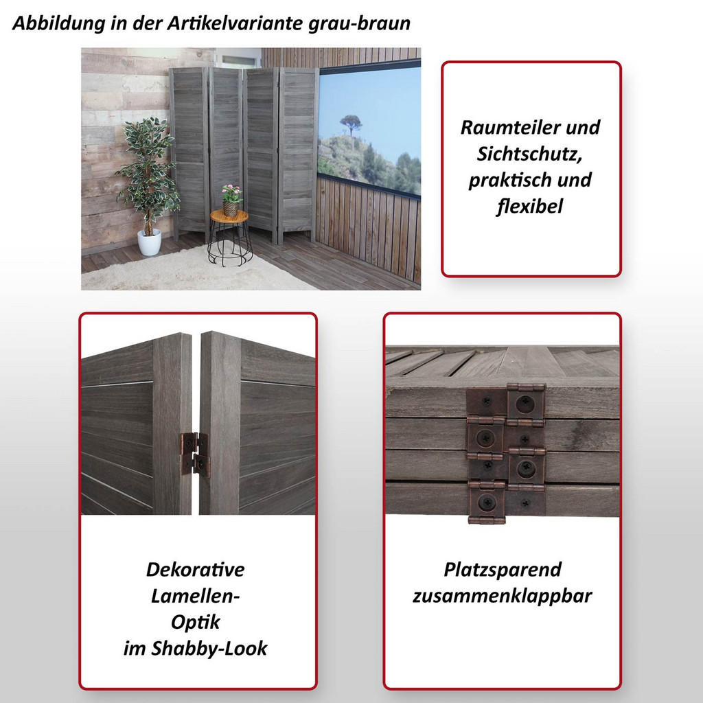 Thumbnail - MCW Paravent, Dunkelbraun, Holz, 162x170x2 cm, Wohnzimmer, Raumteiler & Paravents, Paravents