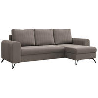 ECKSOFA Axel Samt Hellbraun - Hellbraun/Schwarz, Textil/Metall (242/140cm) - MKS