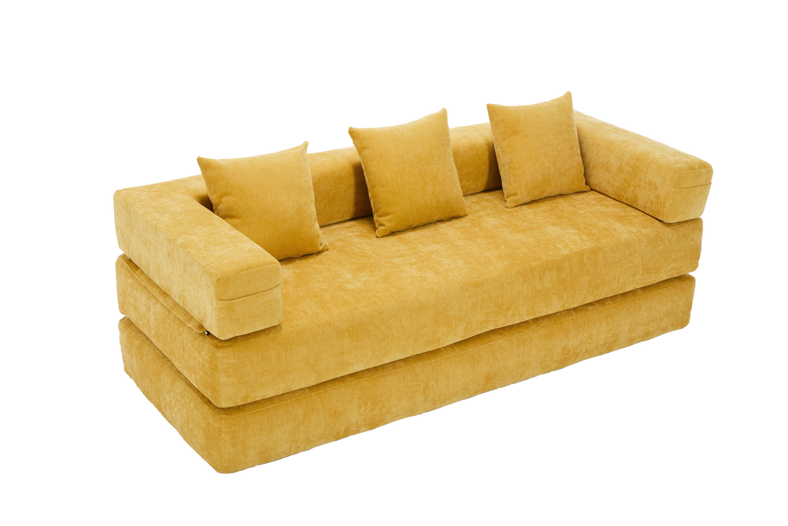 SCHLAFSOFA 198/79/60 cm Senfgelb mit Aufbewahrungstaschen - Gelb, Textil (198/60/79cm) - Oxeza