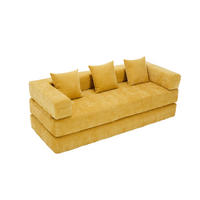 SCHLAFSOFA 198/79/60 cm Senfgelb mit Aufbewahrungstaschen - Gelb, Textil (198/60/79cm) - Oxeza