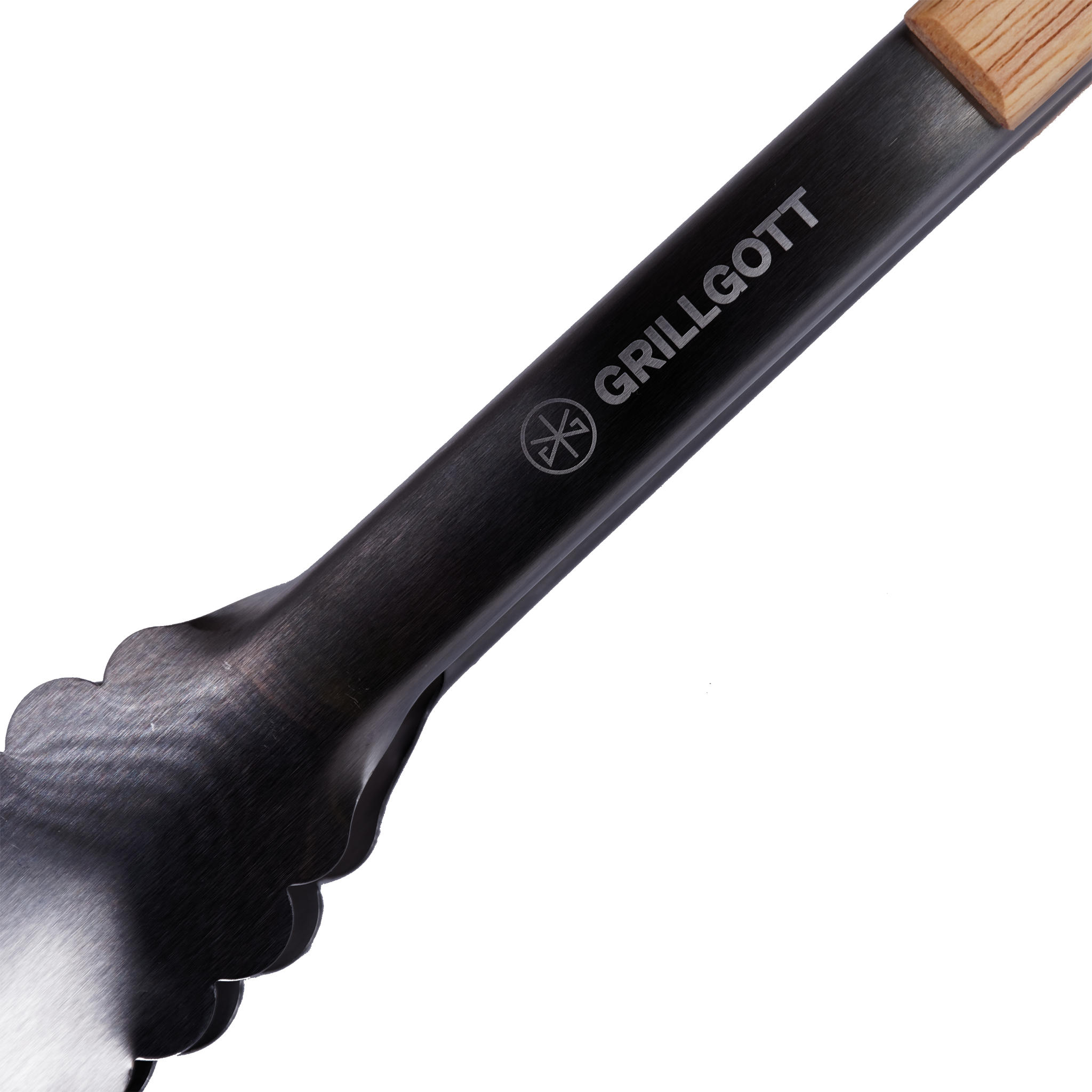 GRILLZANGE mit Holzgriff - Edelstahlfarben, Holzwerkstoff (40cm) - Grillgott
