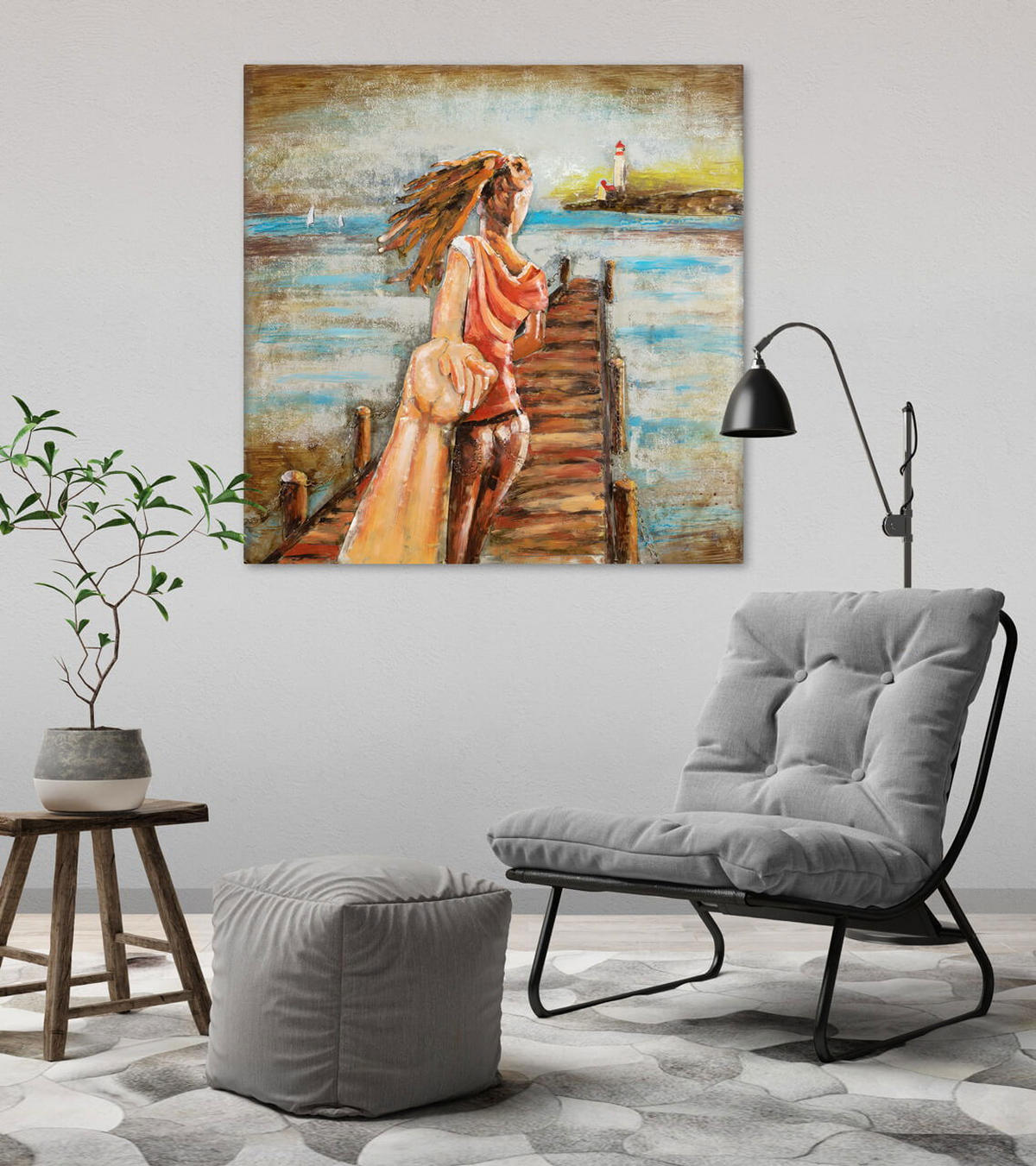 METALLBILD Blau 80/80 cm - Blau, Metall (4.2/80cm) - KUNSTLOFT