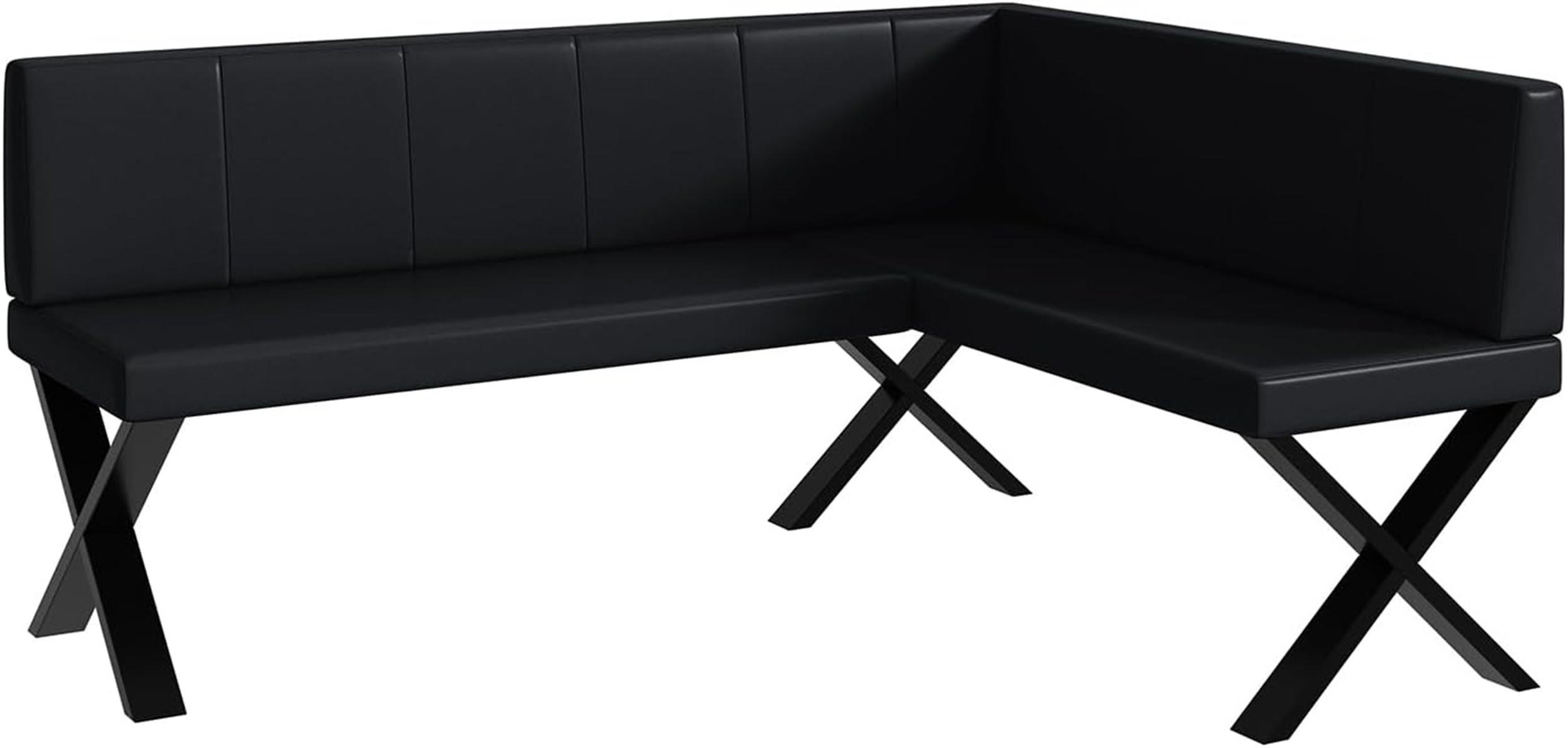 ECKBANK PETER_X - Schwarz, Leder (128/168cm) - Meblini
