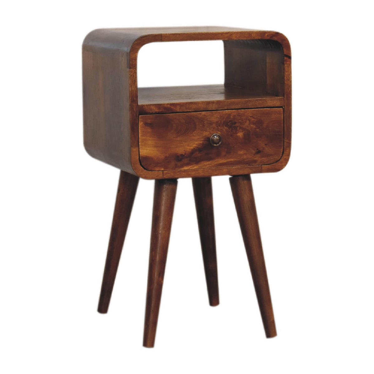 NACHTTISCH mit offener Ablage - Messingfarben/Braun, Holz/Metall (30/55/30cm) - Artisan Furniture