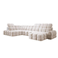 ECKSOFA TOLLO Salvador-stoff U-form 400x217x105 cm creme - Creme, Holz/Textil (400/217cm) - DomoHome