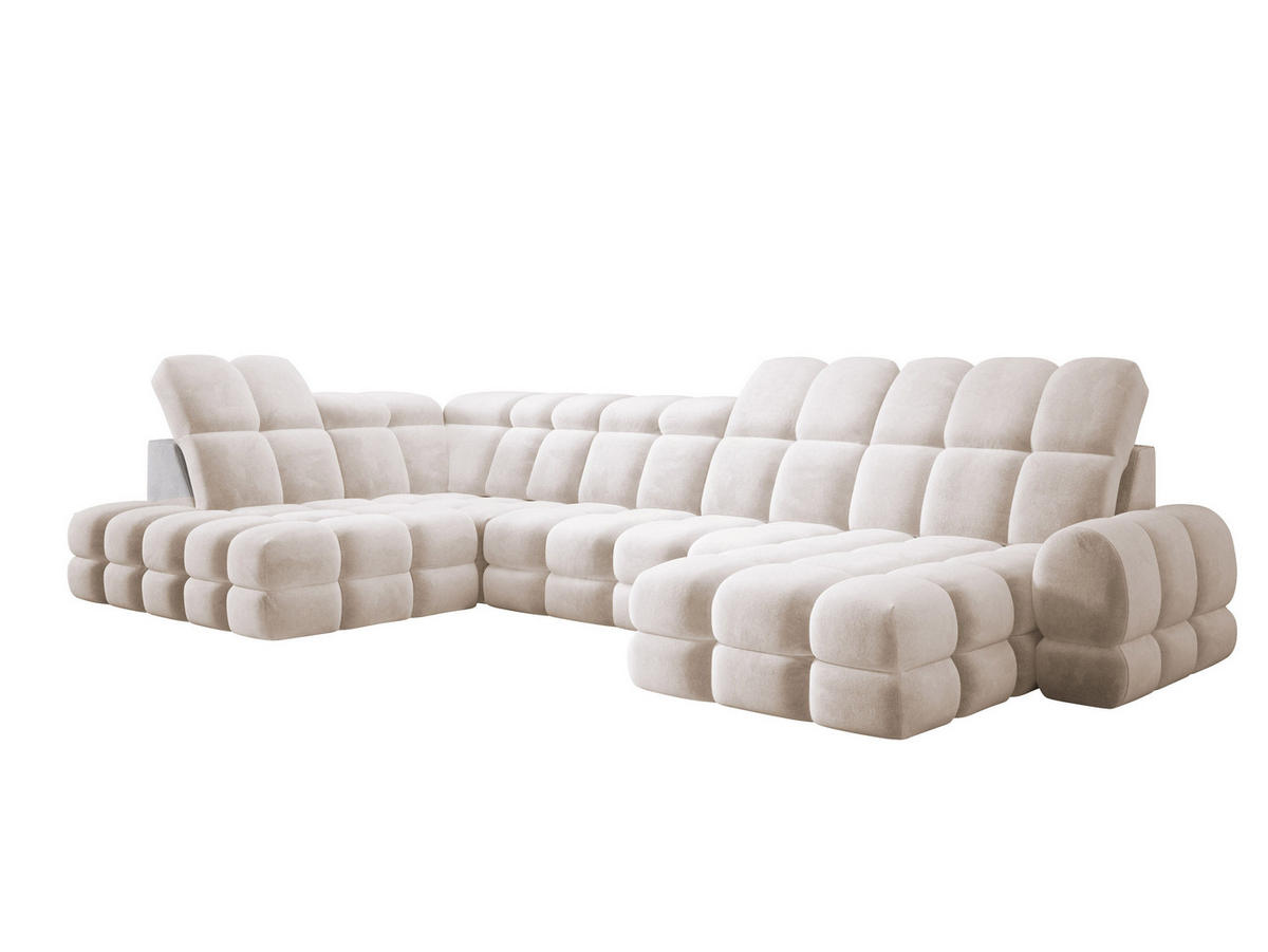 ECKSOFA TOLLO Salvador-stoff U-form 400x217x105 cm creme - Creme, Holz/Textil (400/217cm) - DomoHome