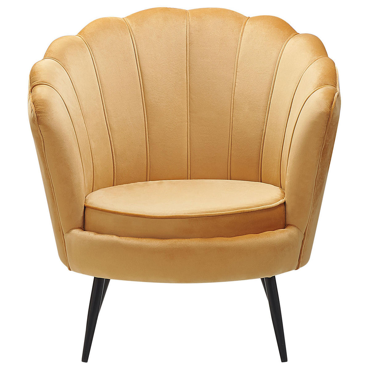 SESSEL Samtstoff senfgelb/schwarz Muscheldesign Lovikka - Gelb/Schwarz, Textil (79/85/77cm) - Beliani