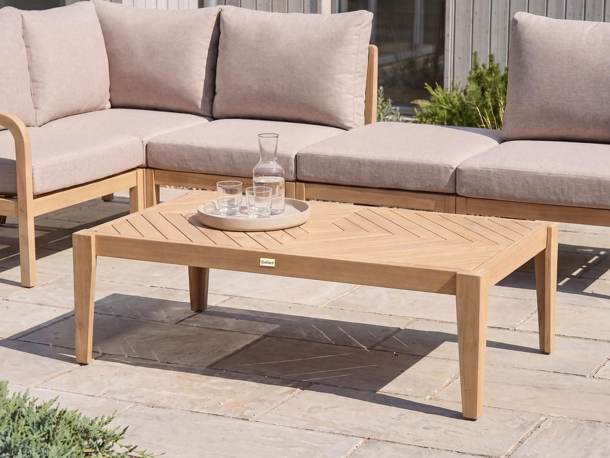 OUTDOOR-COUCHTISCH 123/68 cm Akazienholz Hellbraun Rivello - Hellbraun/Braun, Holz (123/68/35cm) - Beliani