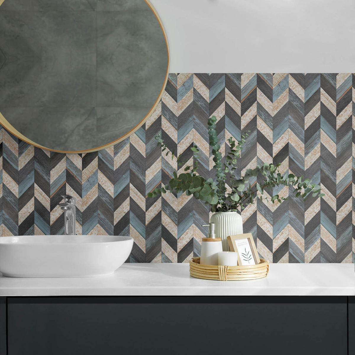 WANDPANEEL 6x 60x30 cm selbstklebend Bravino - Platinfarben, Kunststoff (30/1.6/60cm) - Wallfluent