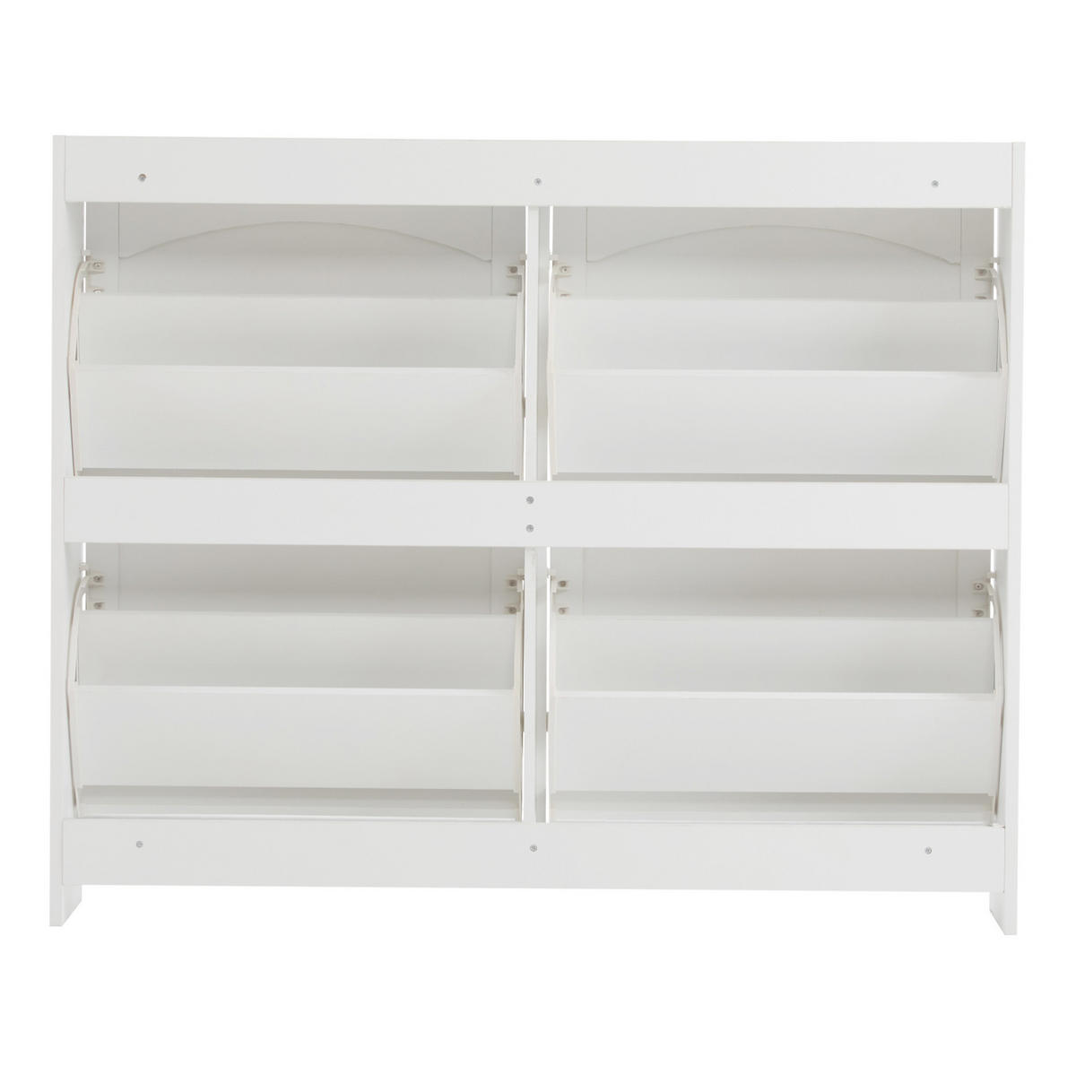 SCHUHSCHRANK aus Spanplatte 110x24x90cm in Weiß mit 4 Klappfächern - Weiß, Holzwerkstoff (110/90/24cm) - Modfu