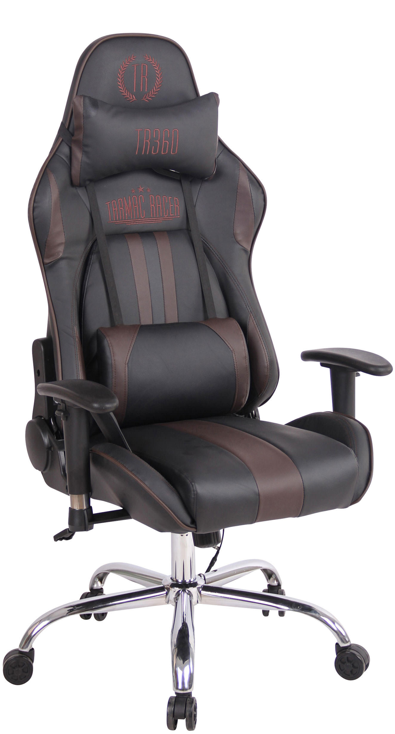 CHEFSESSEL Lederlook schwarz/braun - Schwarz/Braun, Textil/Metall (67/128/51cm) - CLP