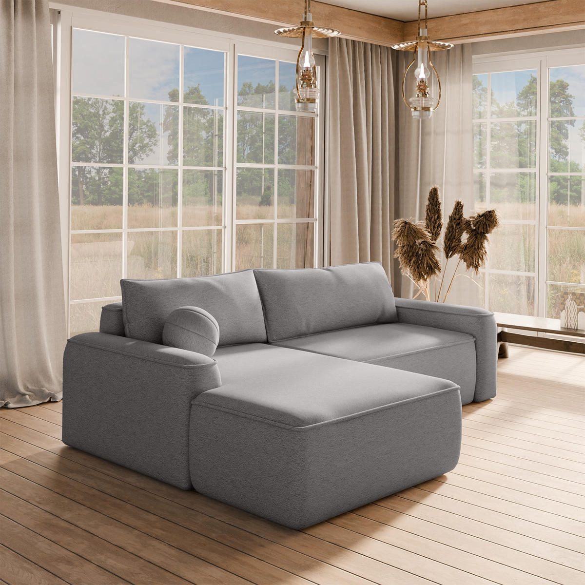 ECKSOFA OTATTI mit Schlaffunktion, Hellgrau - Hellgrau, Textil (245/160cm) - Fedve