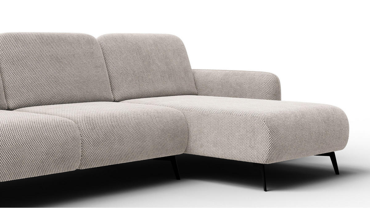 ECKSOFA FEBE 4-Sitzer rechts, beige - Beige/Schwarz, Holz/Textil (264/157cm) - Courtois Laville