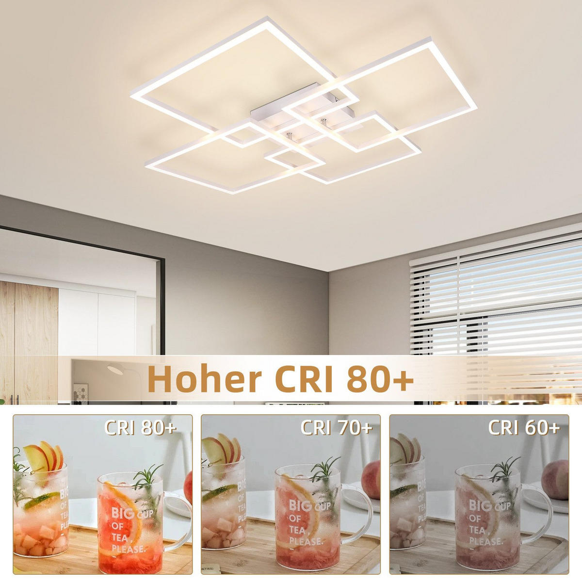 LED-DECKENLEUCHTE Gallegos 72.4/72.4/7.3 cm - Weiß, Metall (72.4/72.4/7.3cm) - Nettlife