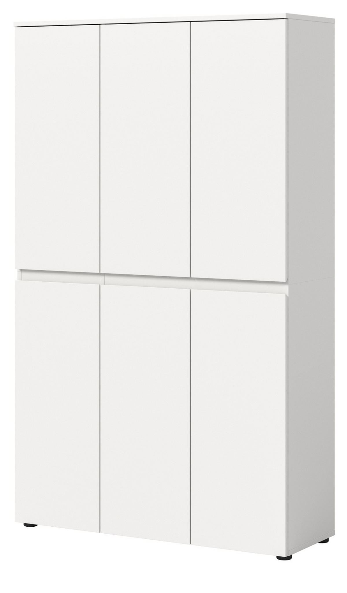 MEHRZWECKSCHRANK weiß 105 x 175 cm, Stauraumschrank 6-türig mit 18 Fächern - Schwarz/Weiß, Holzwerkstoff/Kunststoff (105/175/37cm) - Inn.Furn