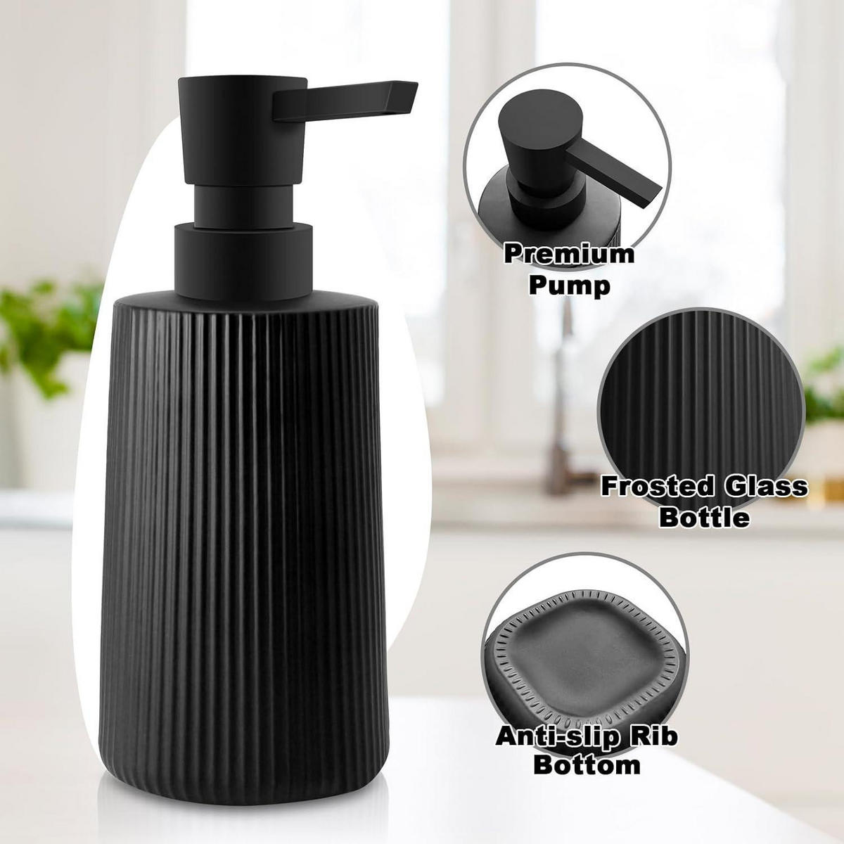 SEIFENSPENDER Glas Schwarz 250ml - Schwarz, Glas (7/18/7cm)