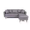 ECKSOFA kompakt, Gesamtbreite 215 cm, perfekt für kleine Räume - Nussbaumfarben/Grau, Holz/Textil (145/215cm) - myHomelando