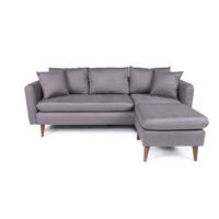 ECKSOFA kompakt, Gesamtbreite 215 cm, perfekt für kleine Räume - Nussbaumfarben/Grau, Holz/Textil (145/215cm) - myHomelando