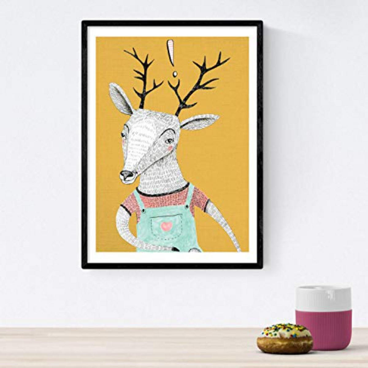 POSTER Set mit 4 Magna Tieren nordisch A4 Schwarzer Rahmen - Schwarz, Papier (29.7/3cm) - Nacnic