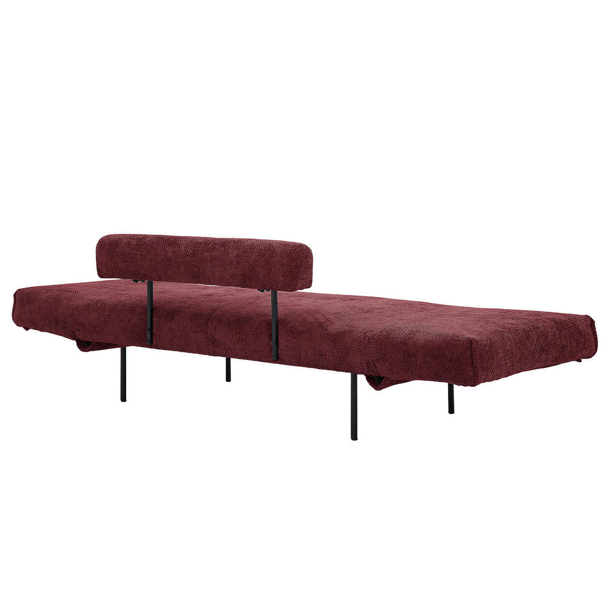 SCHLAFSOFA - Chenille - Beere/Schwarz, Textil/Metall (181/70/75cm) - home24