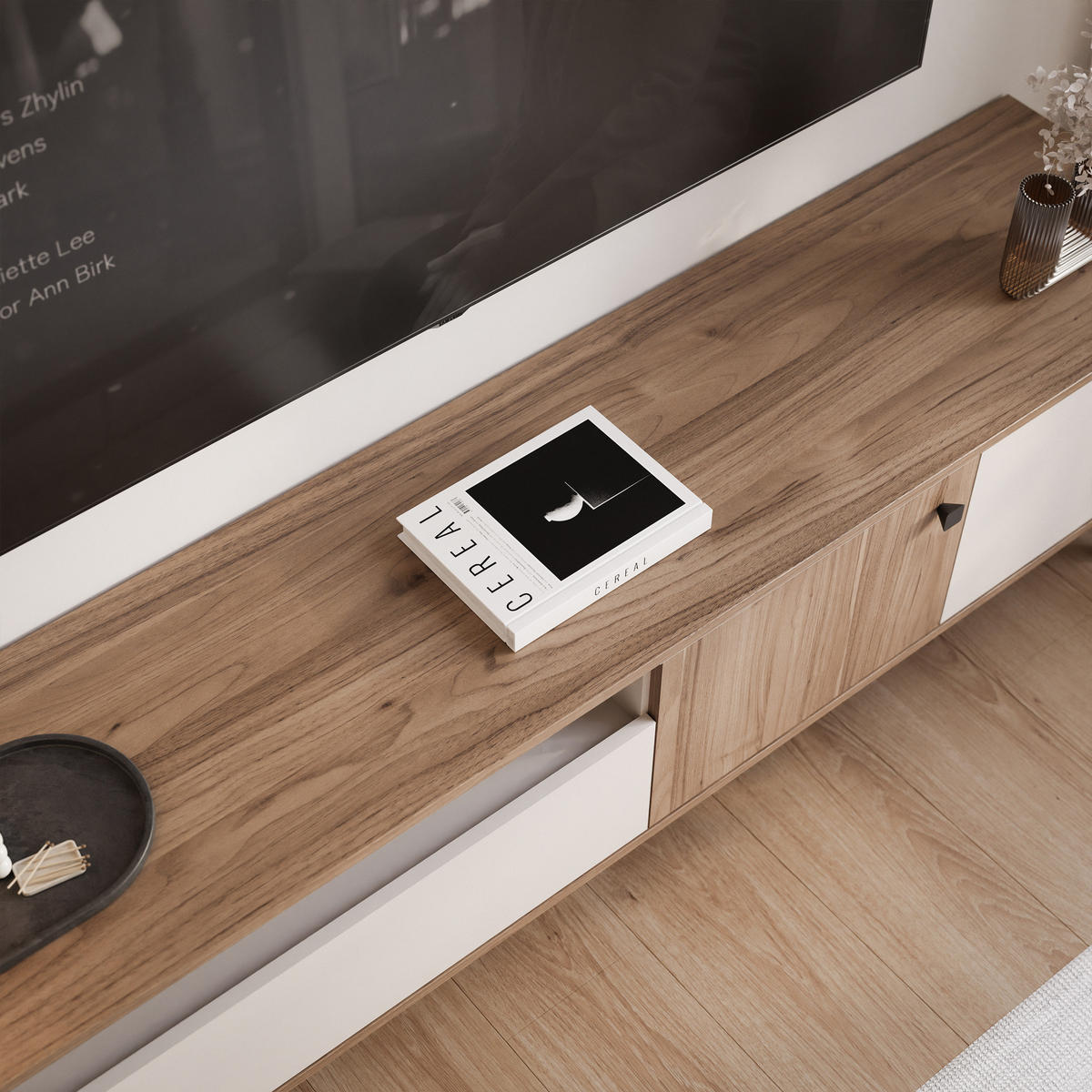 TV-LOWBOARD BELLAGIO stehend, 180 cm Kaschmir/Nussbaum - Kaschmir/Schwarz, Holzwerkstoff/Metall (180/51/40cm) - Idohome