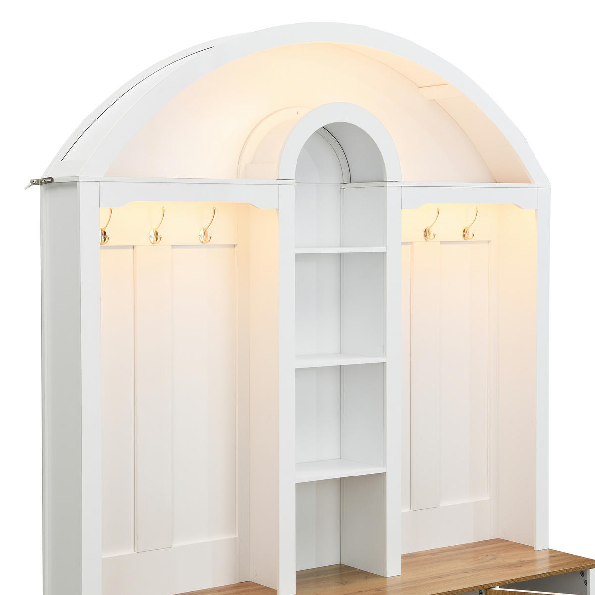 GARDEROBE-SET in Weiß mit Schuhregal, Ablagen und Haken für Flur und Eingangsbereich, B150/T40/H195 cm - Weiß, Holzwerkstoff/Metall (150/195/40cm) - STILVORA