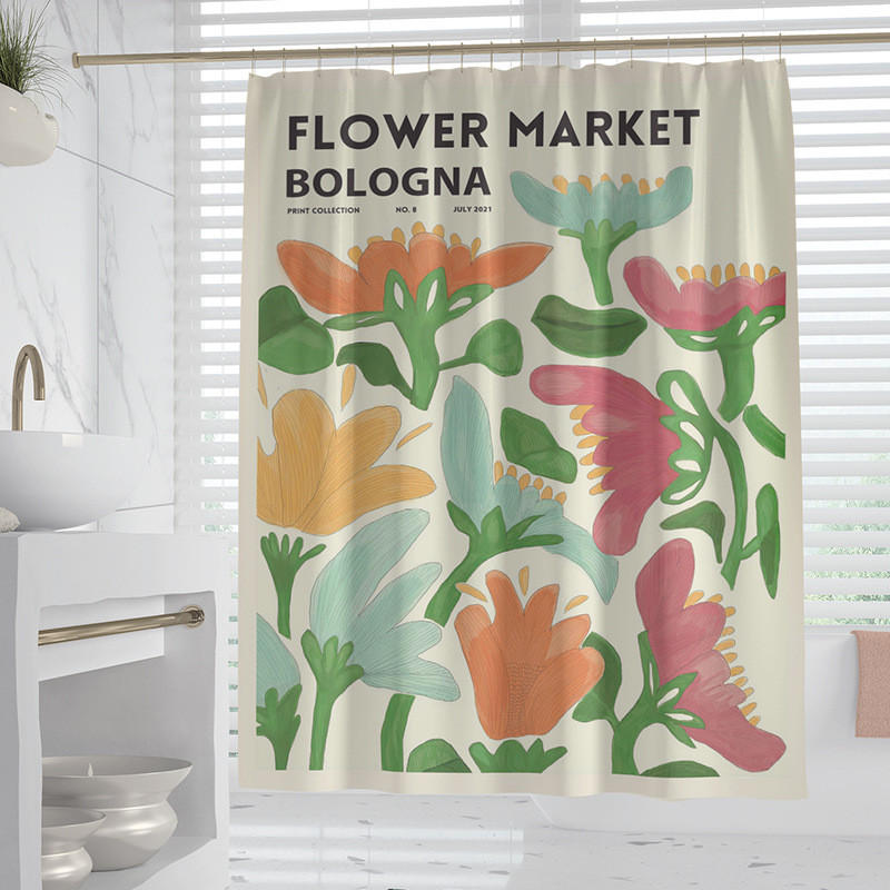 DUSCHVORHANG 150 x 180 cm lang bedruckt Luxus mit Haken - Multicolor, Textil (150/180cm) - MCBOSON