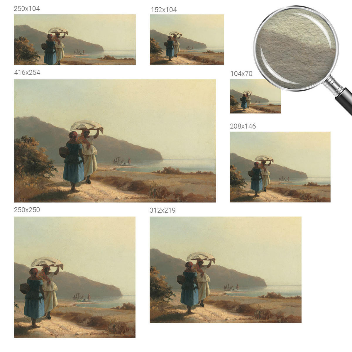 FOTOTAPETE 104x70 cm - Ein Spaziergang am Meer - Beige, Textil (104/70cm) - Wallfluent