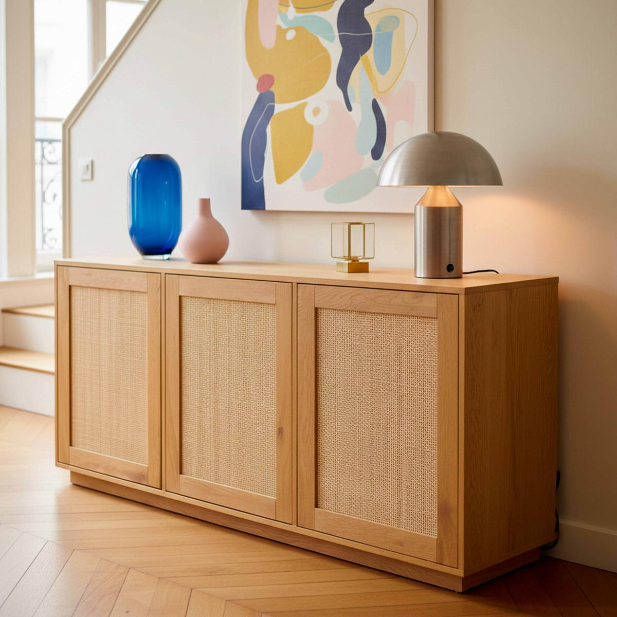 TV-MÖBEL, helles Holz - Braun, Holz (160/74/40cm) - Oviala