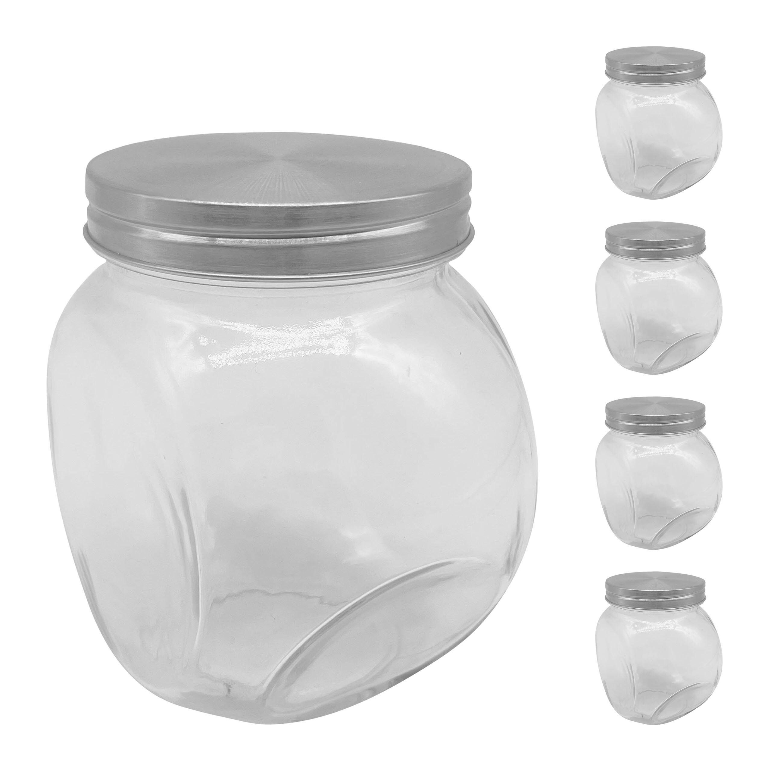 Relaxdays DÓZA Transparentní stříbrná Sada-5 vzduchotěsná 650 ml