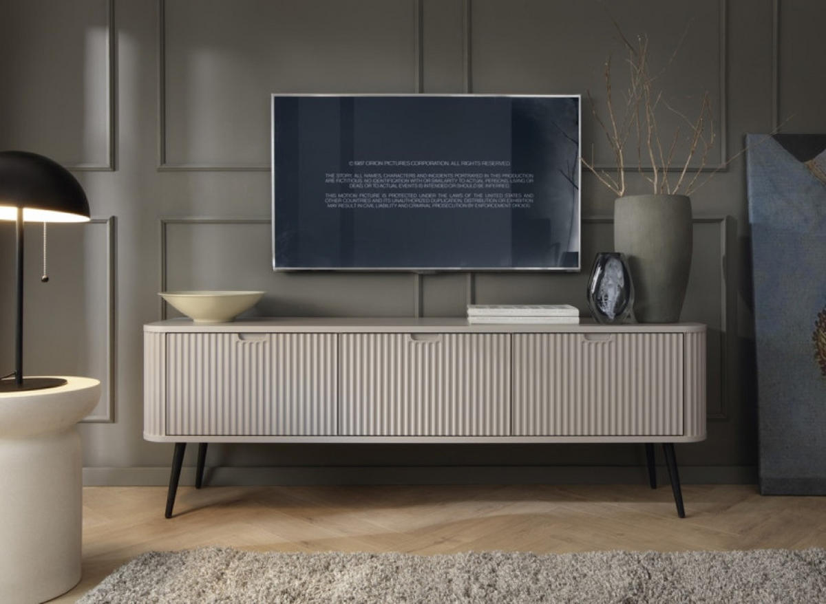 TV-SCHRANK Kaschmir ZOJA Gefräst Schwarz - Beige/Schwarz, Holzwerkstoff (168/56/39cm) - Sepro Meble
