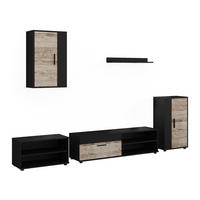 UNITATE DE PERETE Berno, Negru/stejar de nisip, Set de 5 piese - stejar Sonoma/negru, compozit lemnos (140/38.7/35.2cm) - Vicco