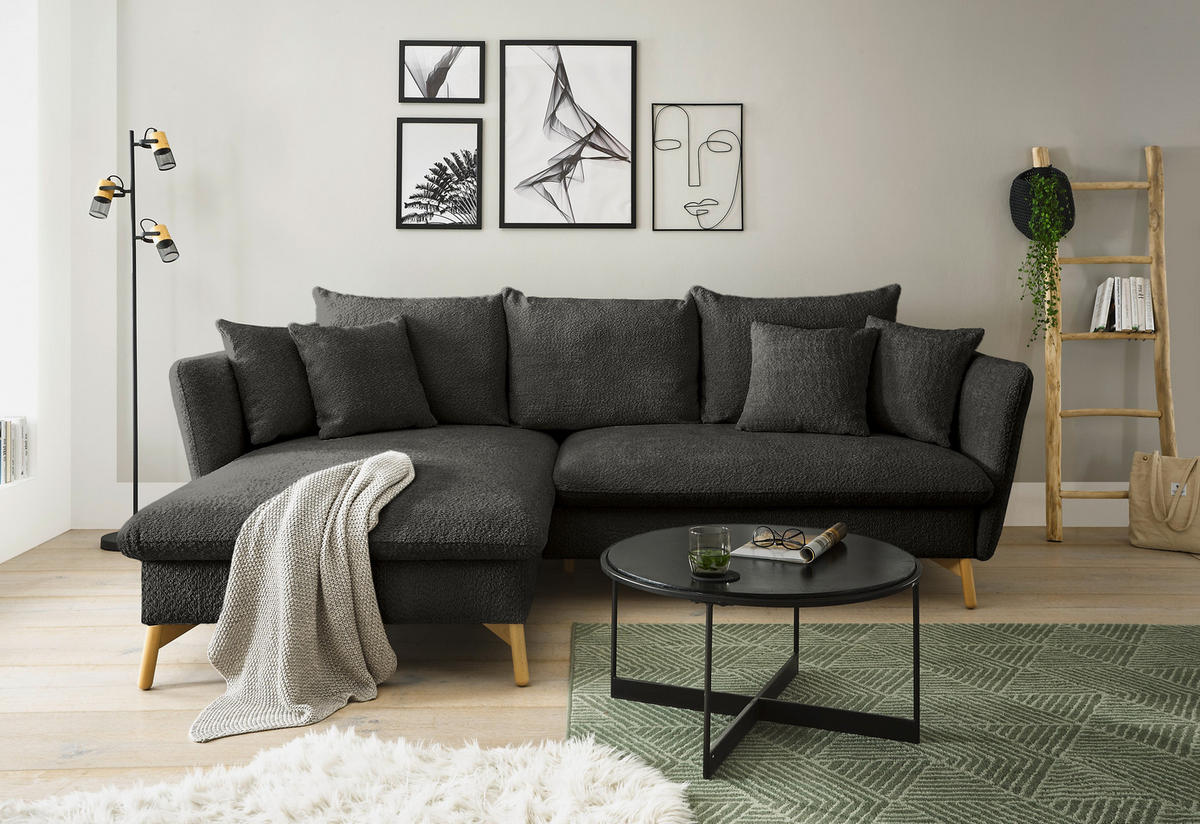 ECKSOFA S11 Ambriamo Anthrazit 258/91/167 cm Recamiere links - Anthrazit, Textil (167/258cm) - Livojo