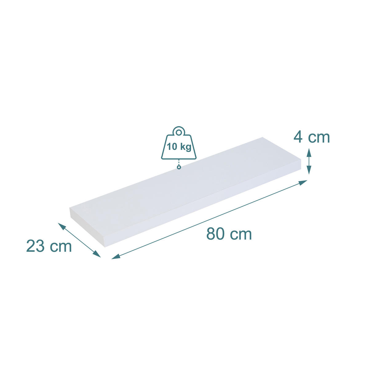 NÁSTENNÁ pol. - biela, kov/kompozitné drevo (80/4/23cm) - Relaxdays