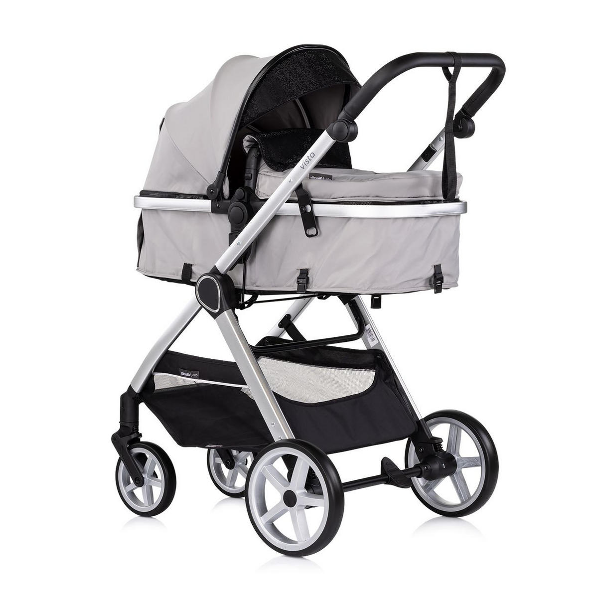 KINDERWAGEN 2 in 1 Vista hellgrau Wickeltasche, Fußabdeckung, Korb, Gurt - Grau, Metall (90/63/108cm) - Chipolino