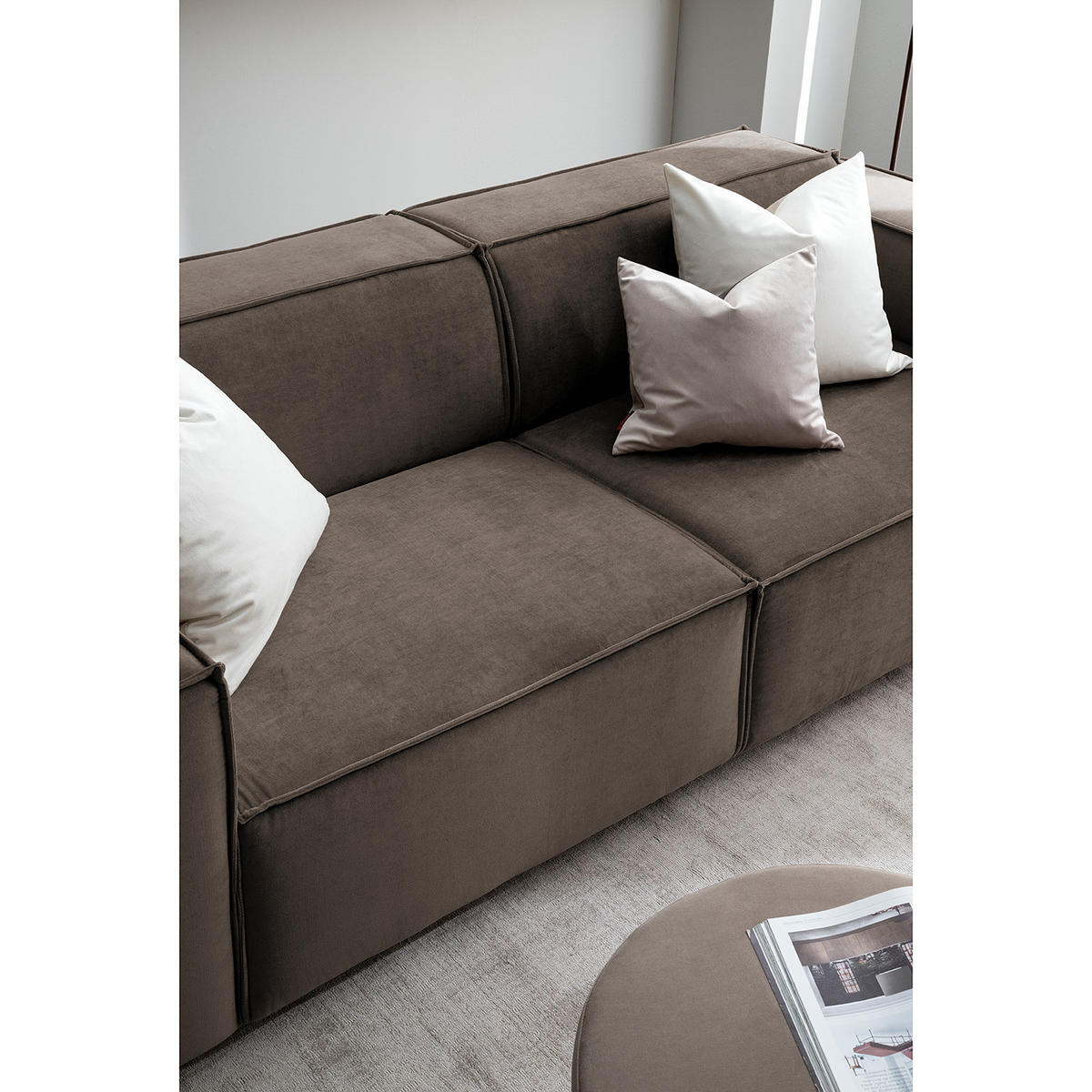 2,5-SITZER SOFA - Taupe, Textil (223/70/96cm) - home24