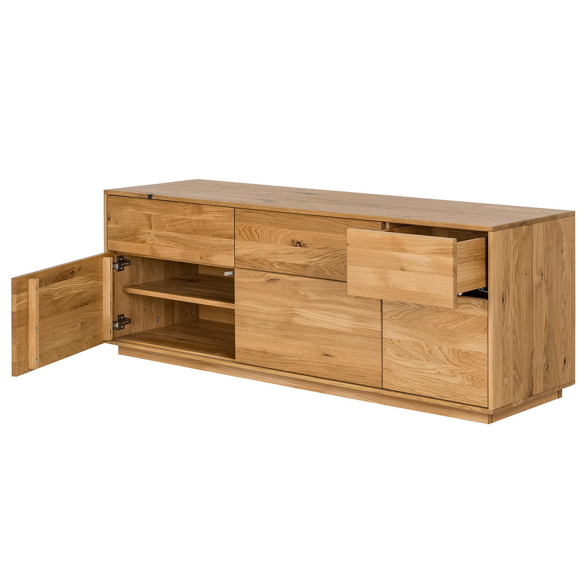 TV-LOWBOARD - Wildeiche massiv - Wildeiche, Holz (157/57/44cm) - home24