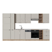 KITCHENETTE Fame-Line GriBej/Goldkraft Stejar 355 cm , AP Marmură - grej/culoare lemn stejar, compozit lemnos (355/206.8/60cm) - Vicco