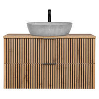 WASCHBECKENSCHRANK Xanten-56 - Braun, Holzwerkstoff (101/73/47cm) - Lomado