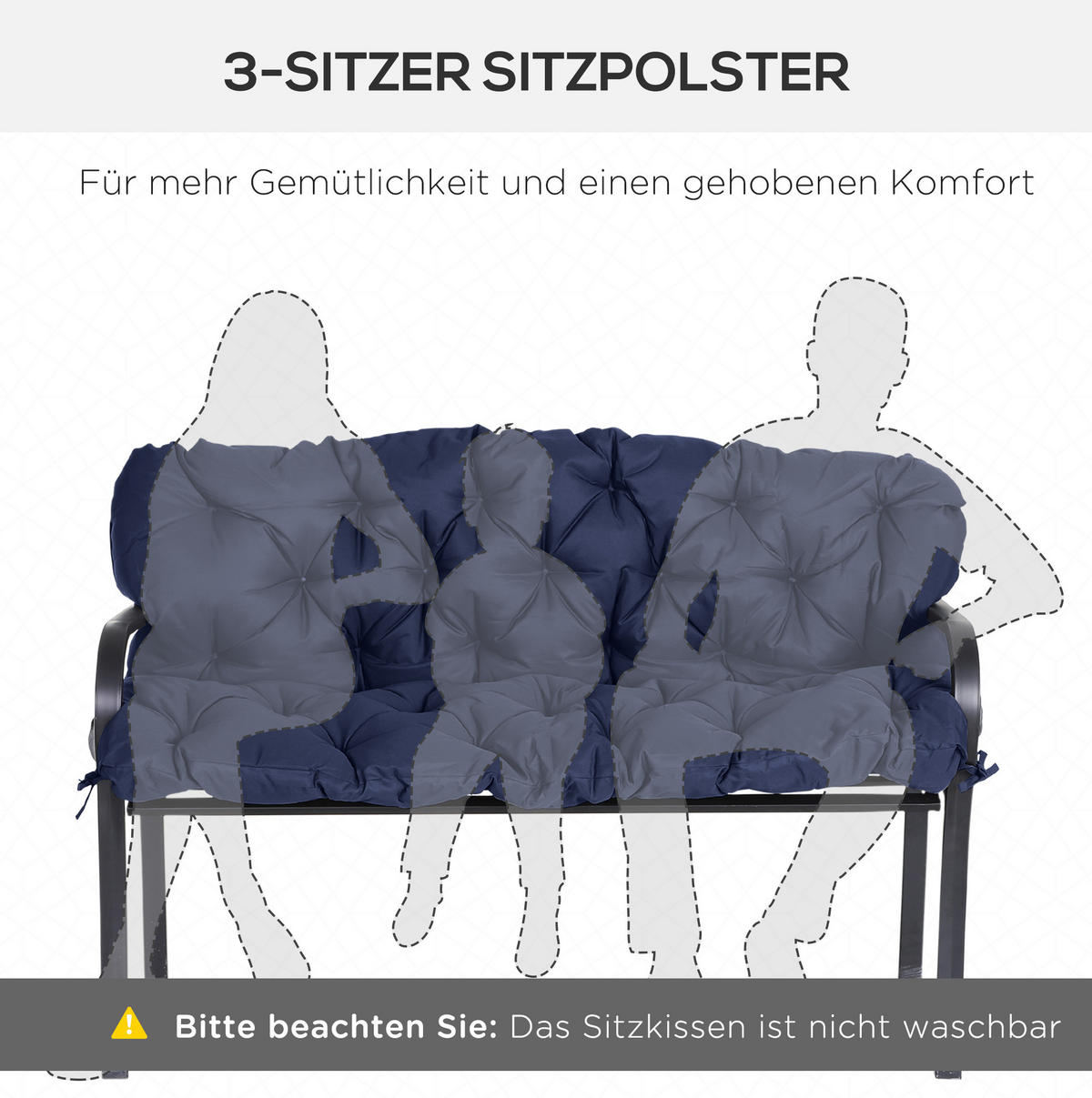 BANKAUFLAGE aus Polyester 150x98x8 cm in Blau mit 6 Bändern - Blau, Textil (98/8/150cm) - Modfu