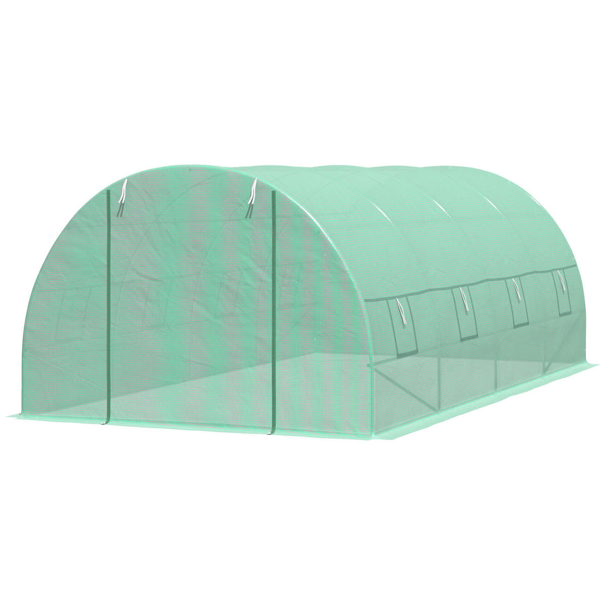 GEWÄCHSHAUS DE-05813 Folientunnel mit Fenster 595/300/200 cm Grün - Grün, Kunststoff/Metall (300/200/595cm) - ComfortXL
