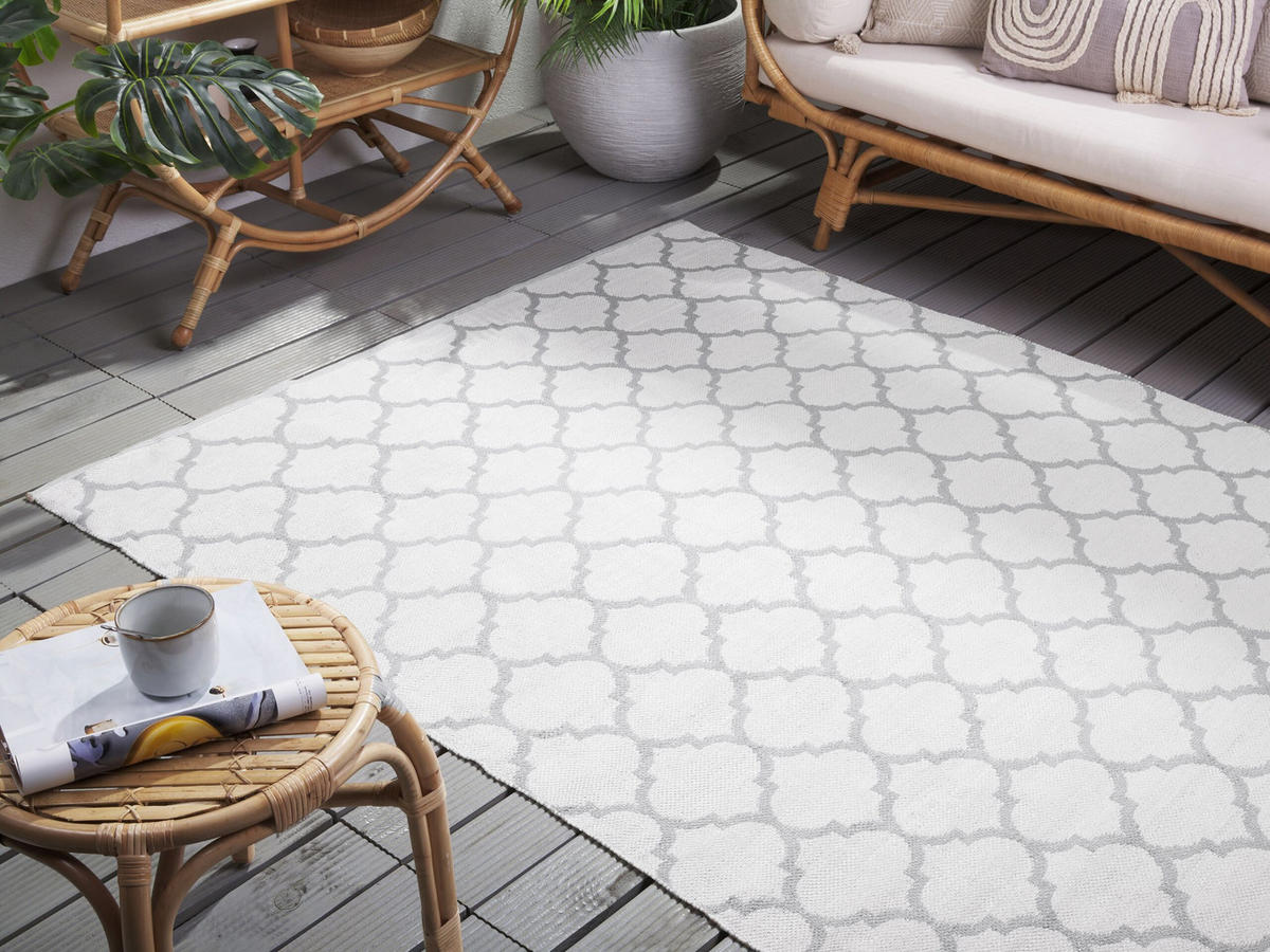 KURZFLOR-OUTDOOR-TEPPICH Aksu 200/140 cm - Grau, Kunststoff (140/200cm) - Beliani