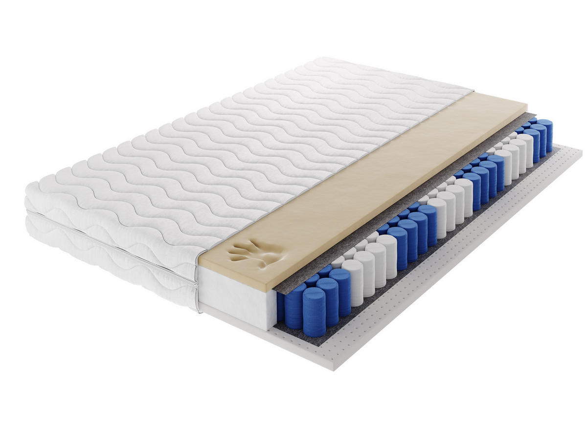 TASCHENFEDERKERNMATRATZE CANTIVO 100x200, H3, Höhe ca.: 20 cm - Weiß, Textil (100/200cm) - MASSENO