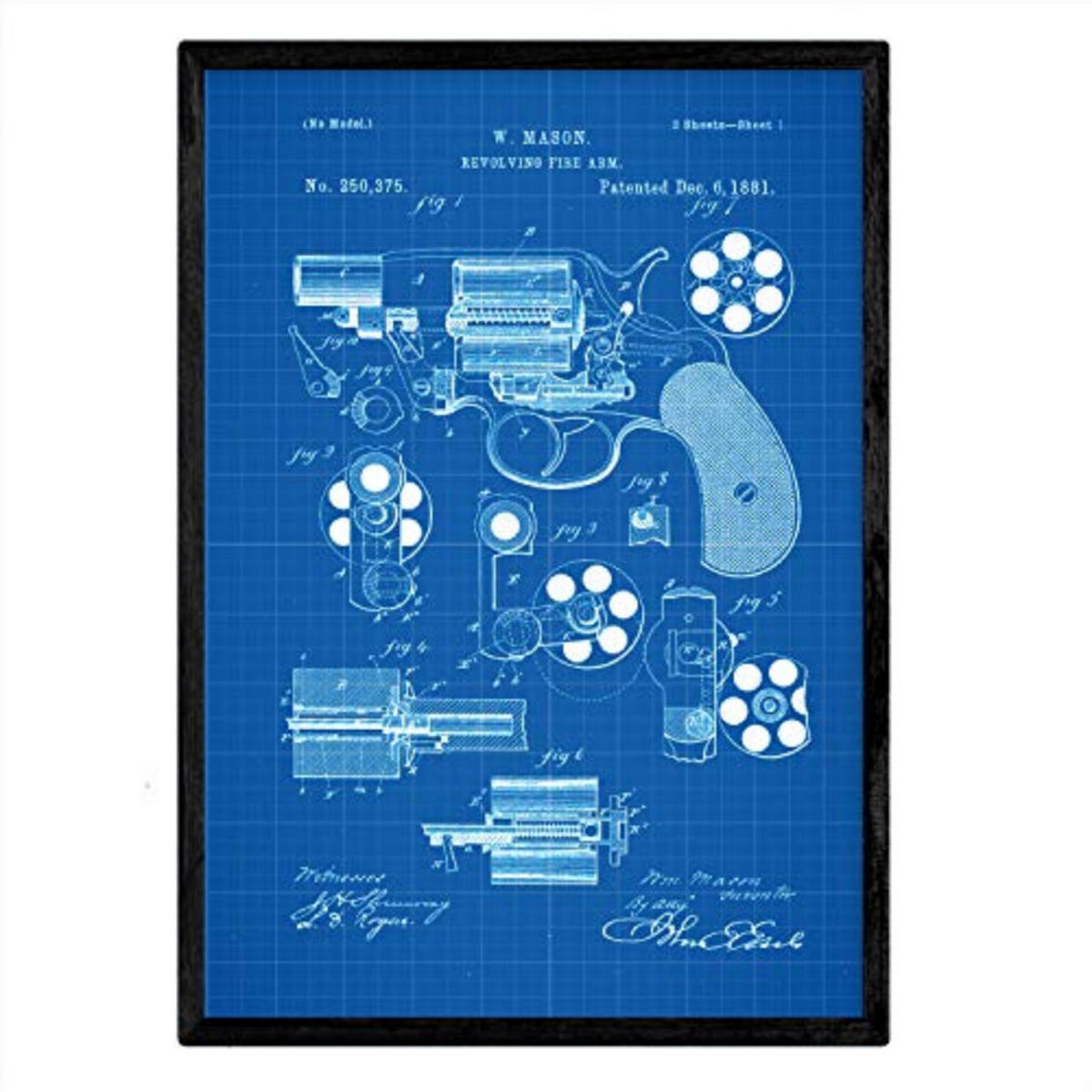POSTER Revolver Patent A3 Rahmenlos - Klar, Papier (29.7/5/42cm) - Nacnic