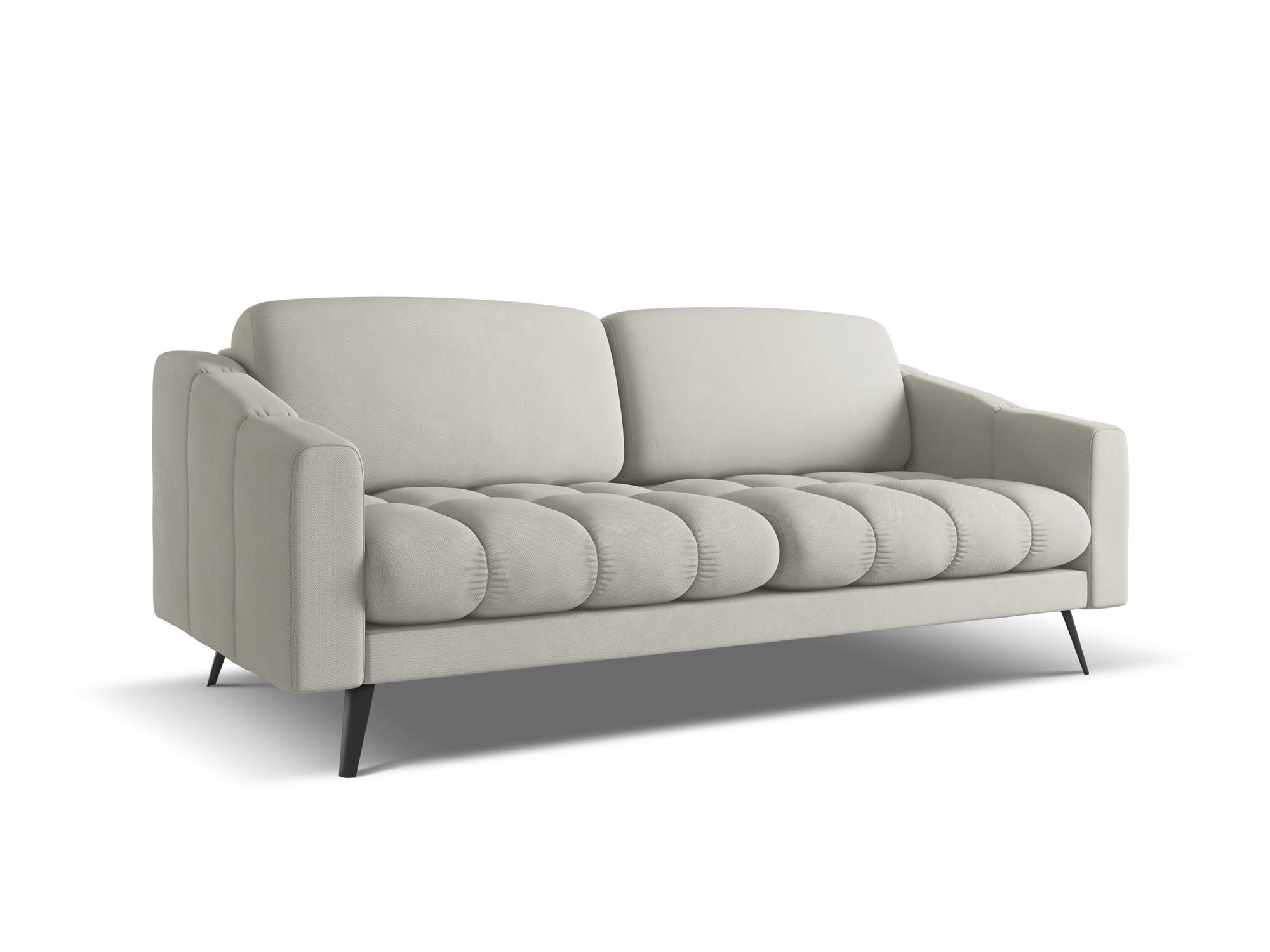 3-SITZER SOFA Chenille Stoff Beige - Beige/Schwarz, Textil/Metall (202/80/95cm) - Makamii